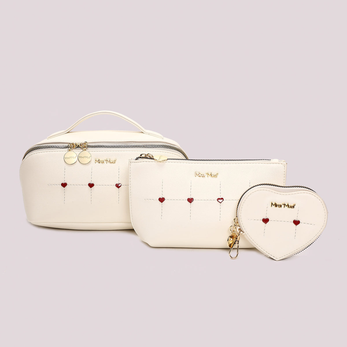 BEAUTY CASE SET DA 3 CON CUORICINI