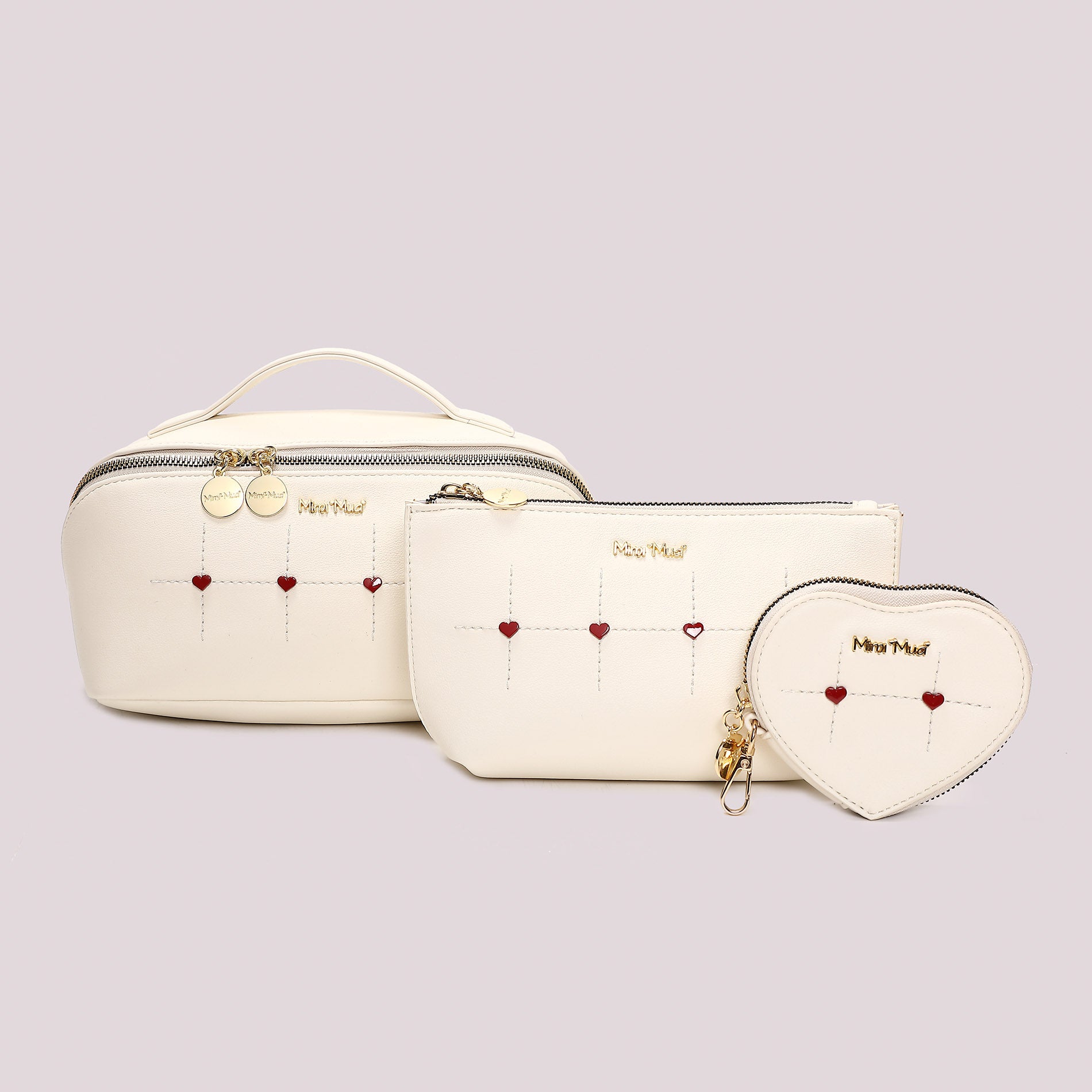 BEAUTY CASE SET DA 3 CON CUORICINI
