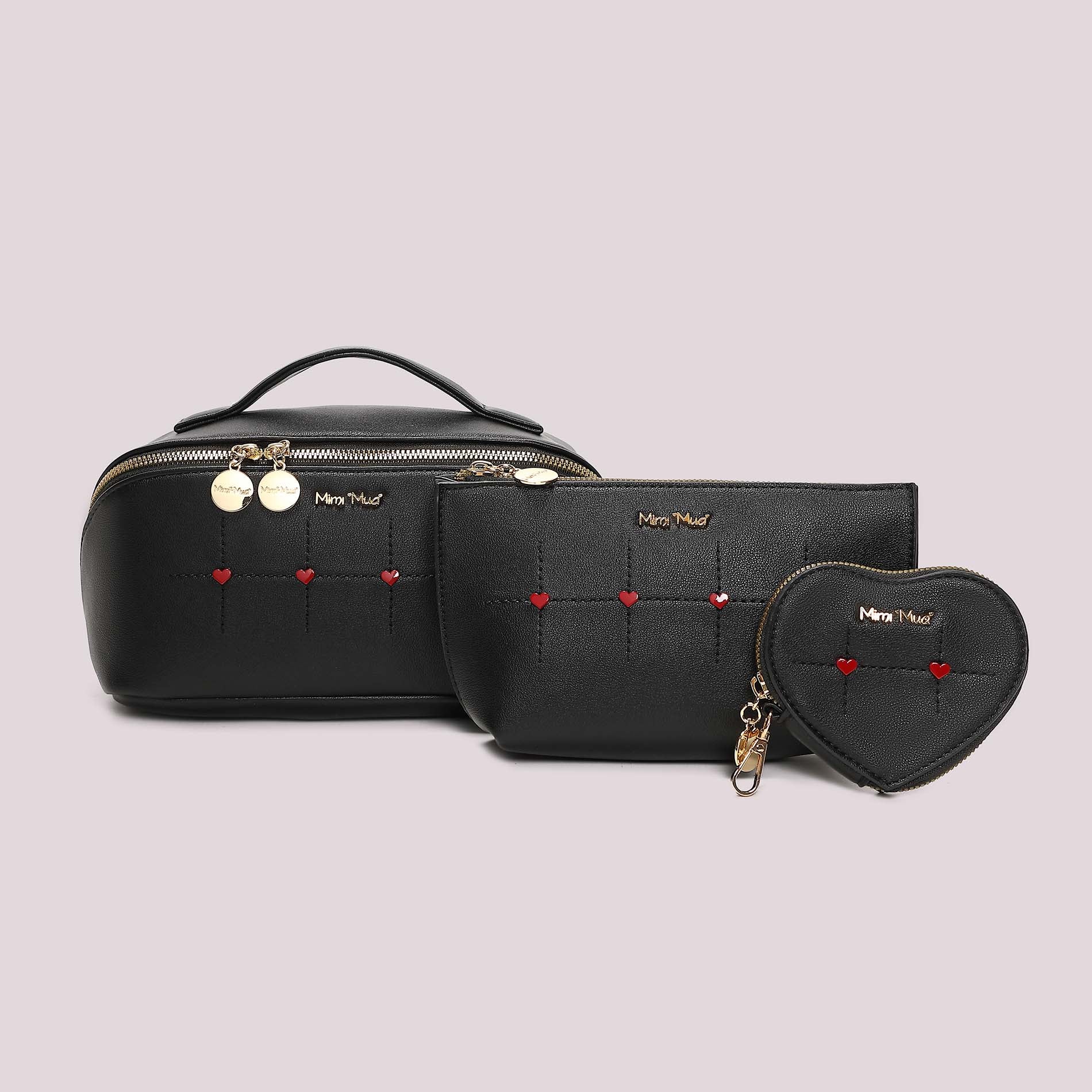 BEAUTY CASE SET DA 3 CON CUORICINI