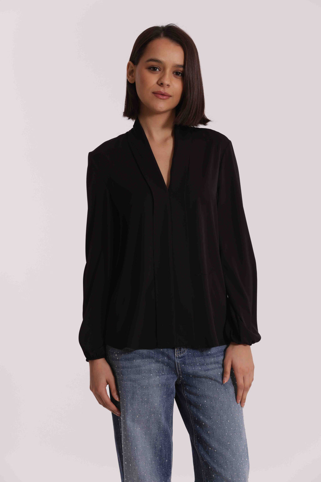BLUSA CON PIEGHE IN SOLTON