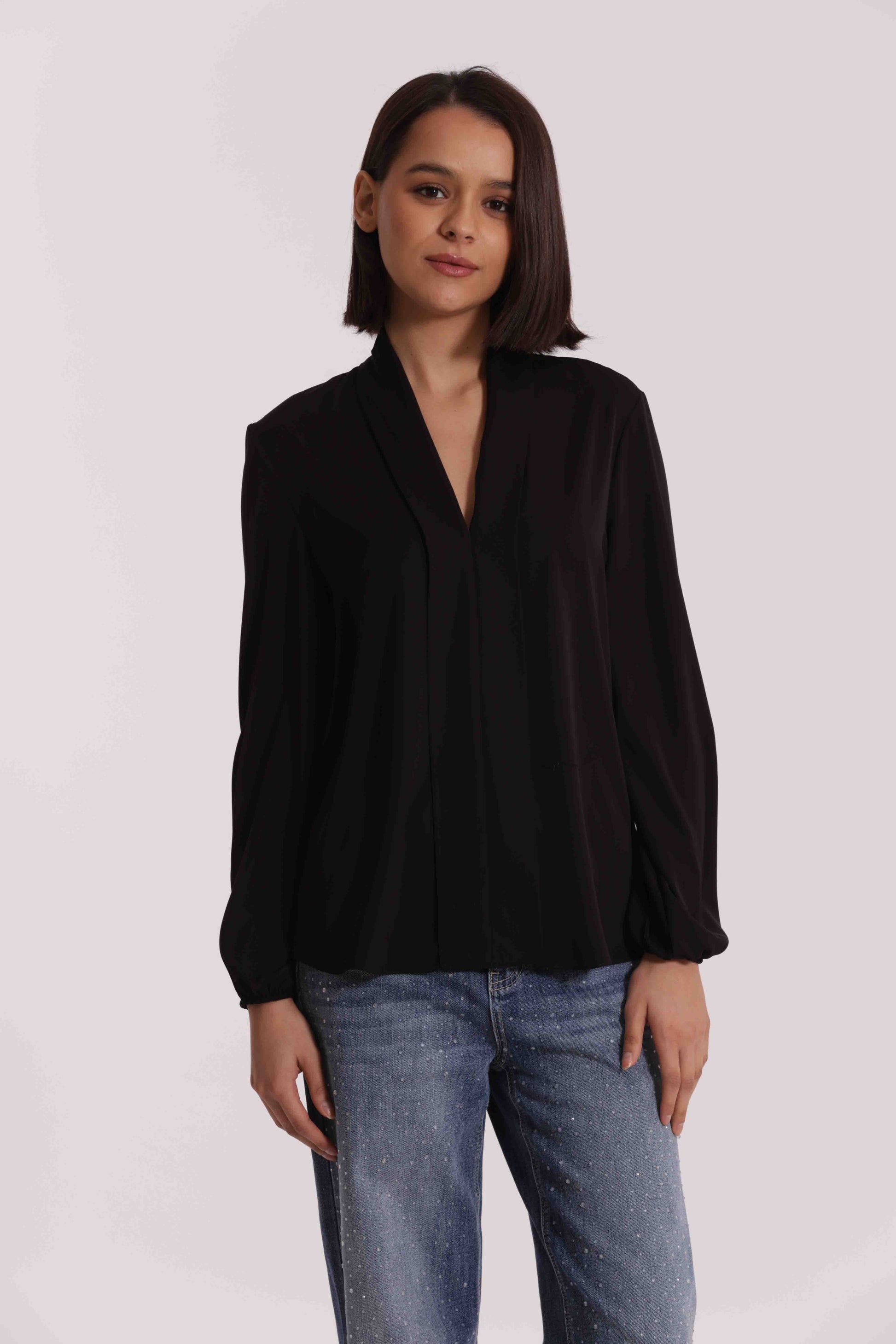 BLUSA CON PIEGHE IN SOLTON