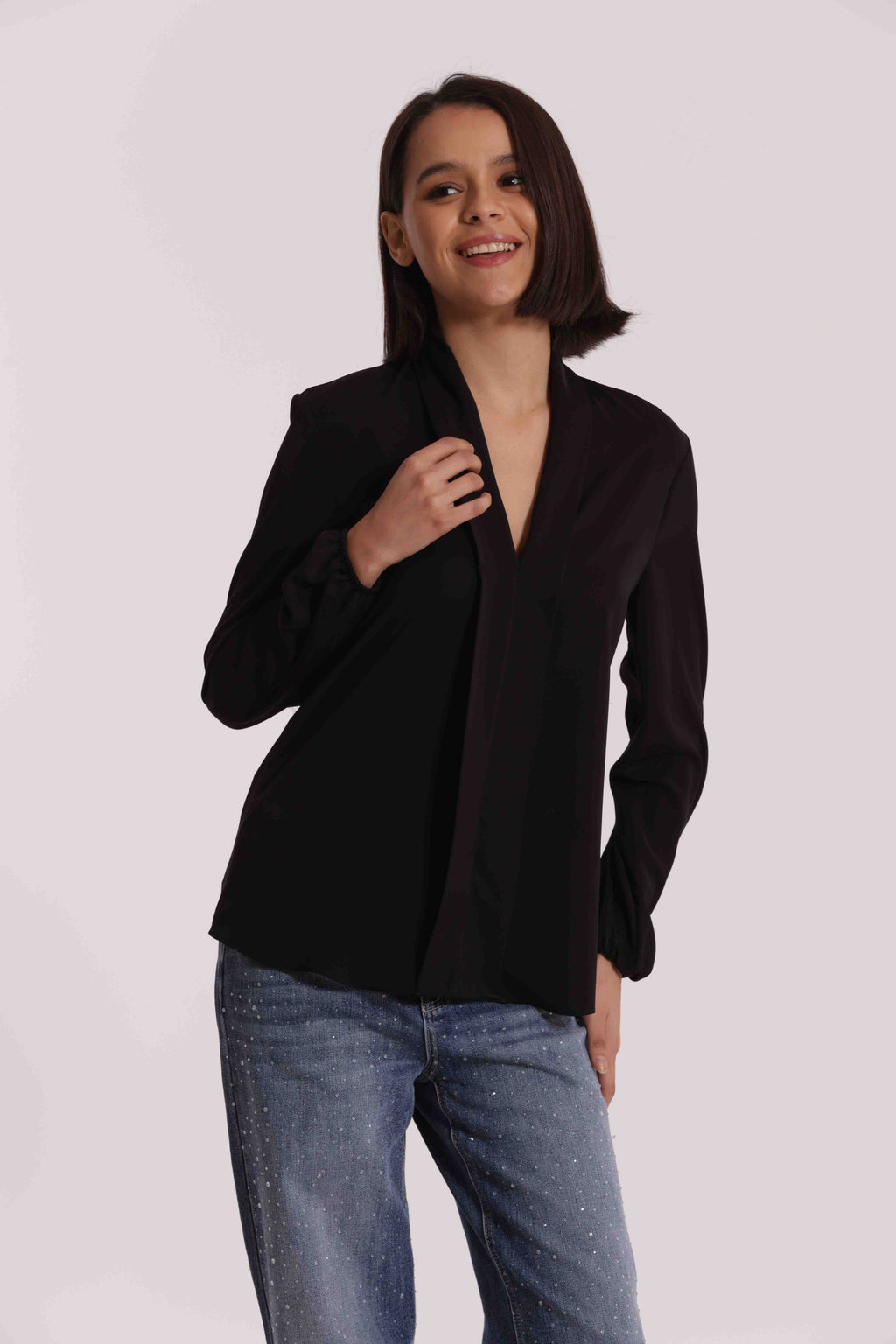 BLUSA CON PIEGHE IN SOLTON