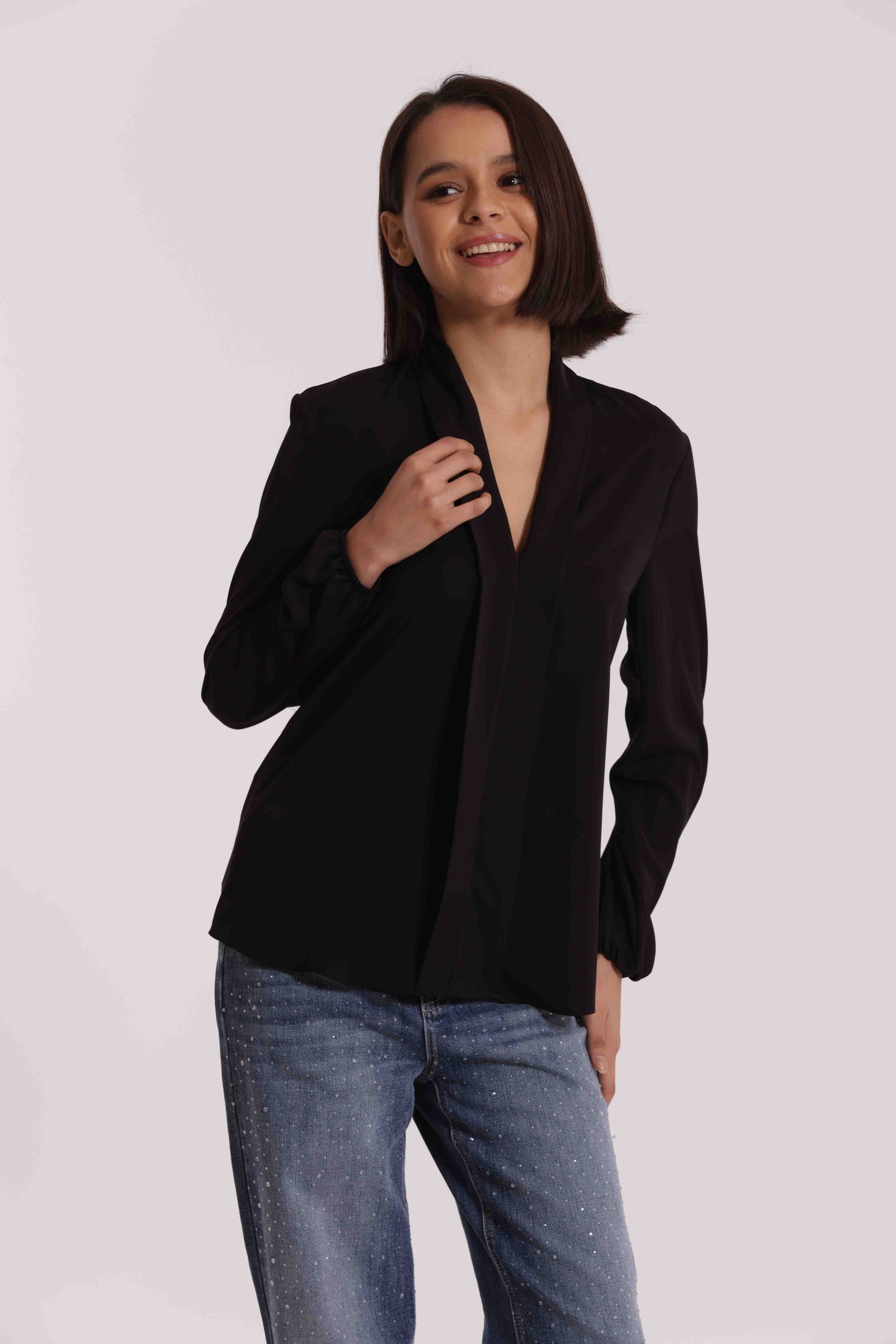 BLUSA CON PIEGHE IN SOLTON