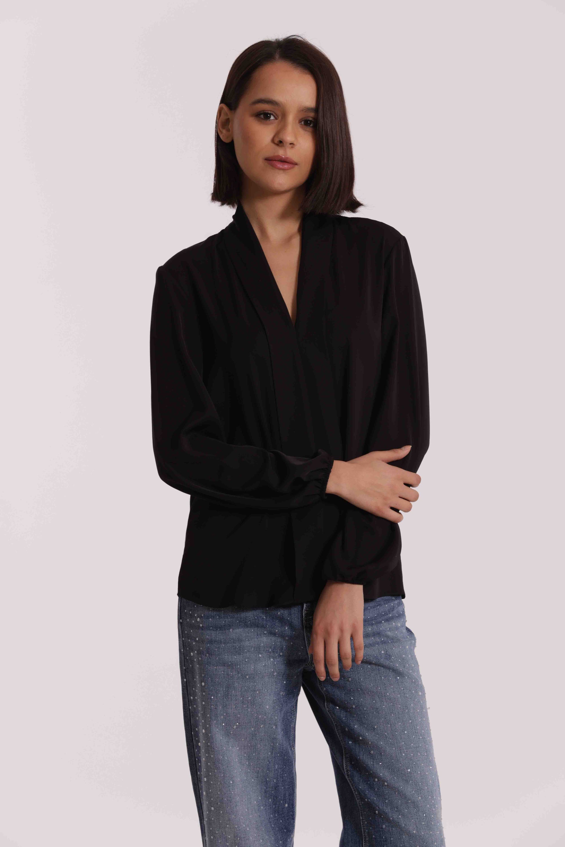 BLUSA CON PIEGHE IN SOLTON