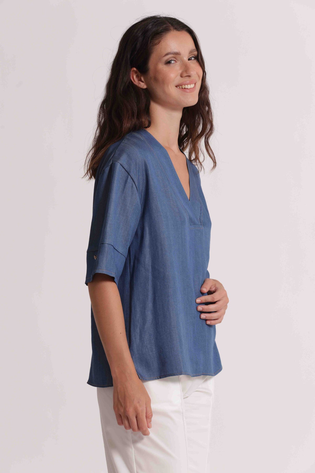 BLUSA IN DENIM CHAMBRAY