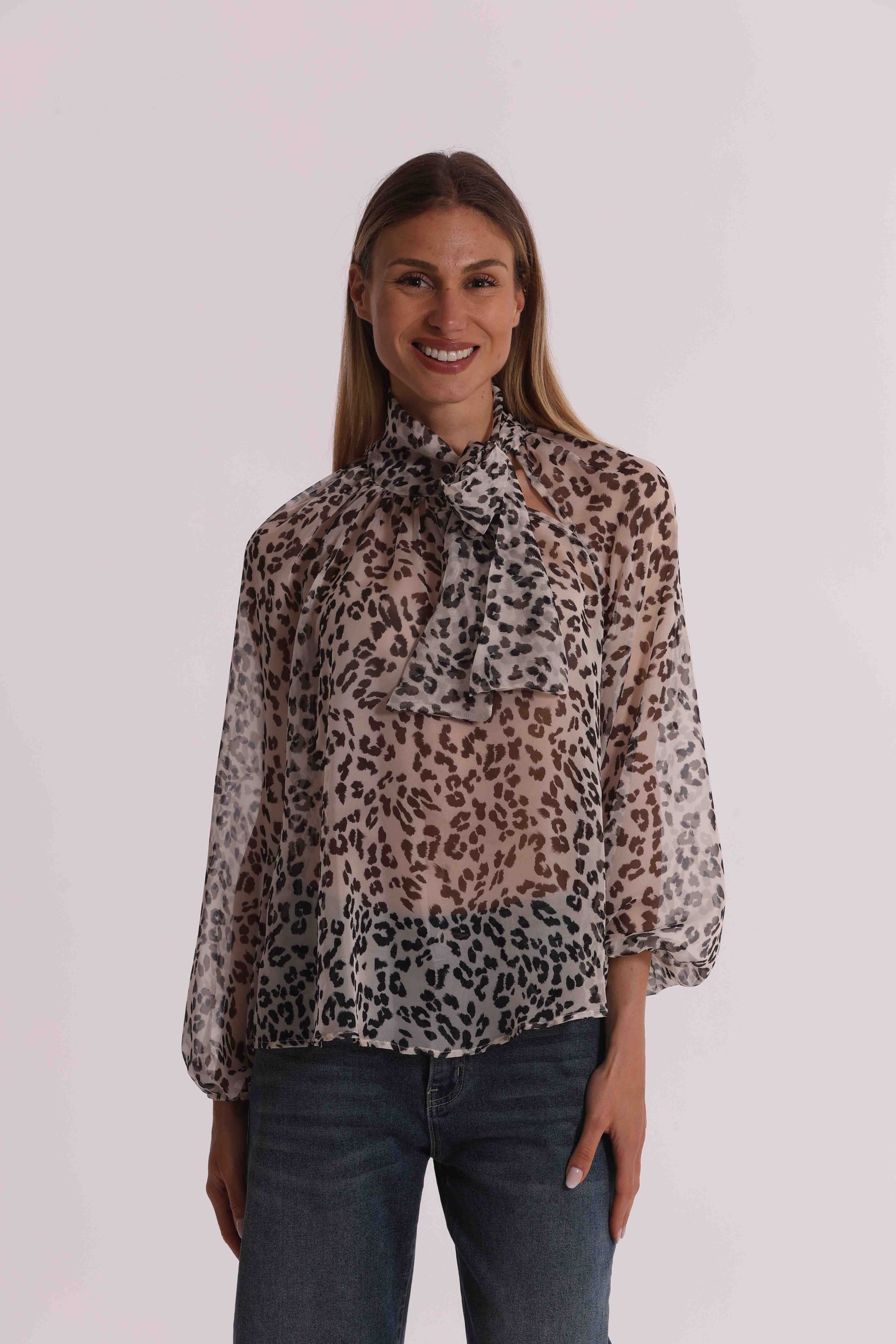 CAMICIA ANIMALIER CON FIOCCO
