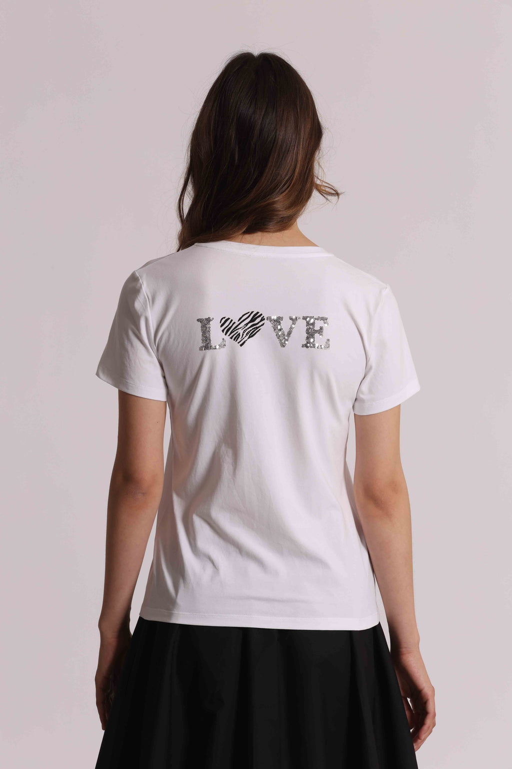 T-SHIRT SCOLLO V TASCHINO ZEBRATO