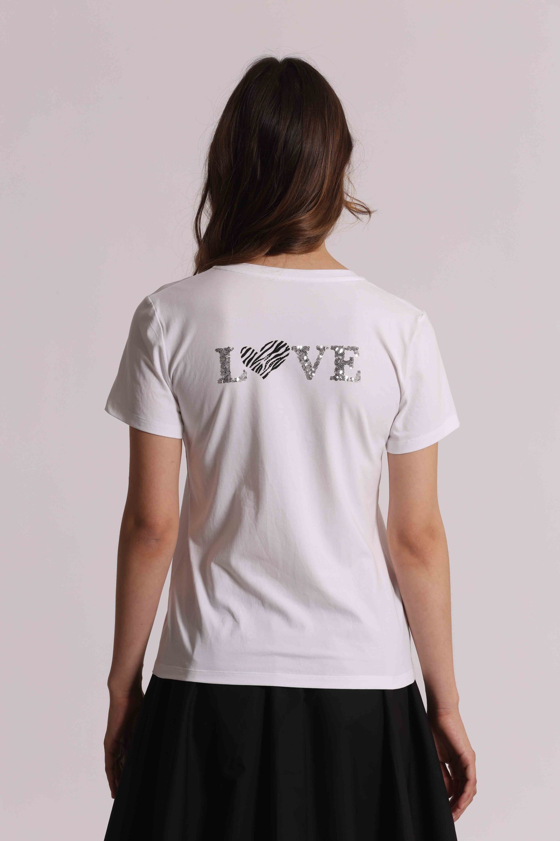 T-SHIRT SCOLLO V TASCHINO ZEBRATO