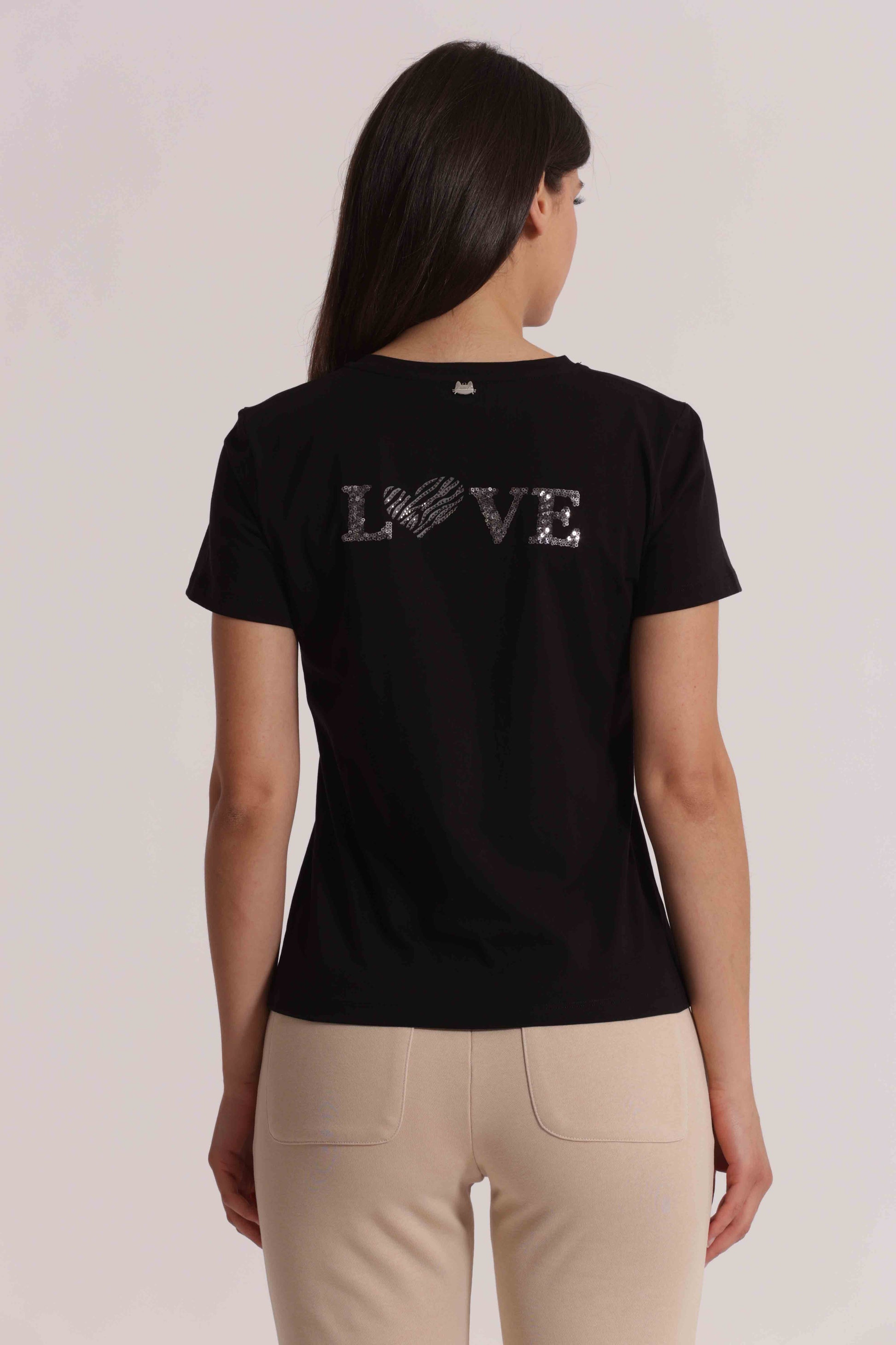 T-SHIRT SCOLLO V TASCHINO ZEBRATO