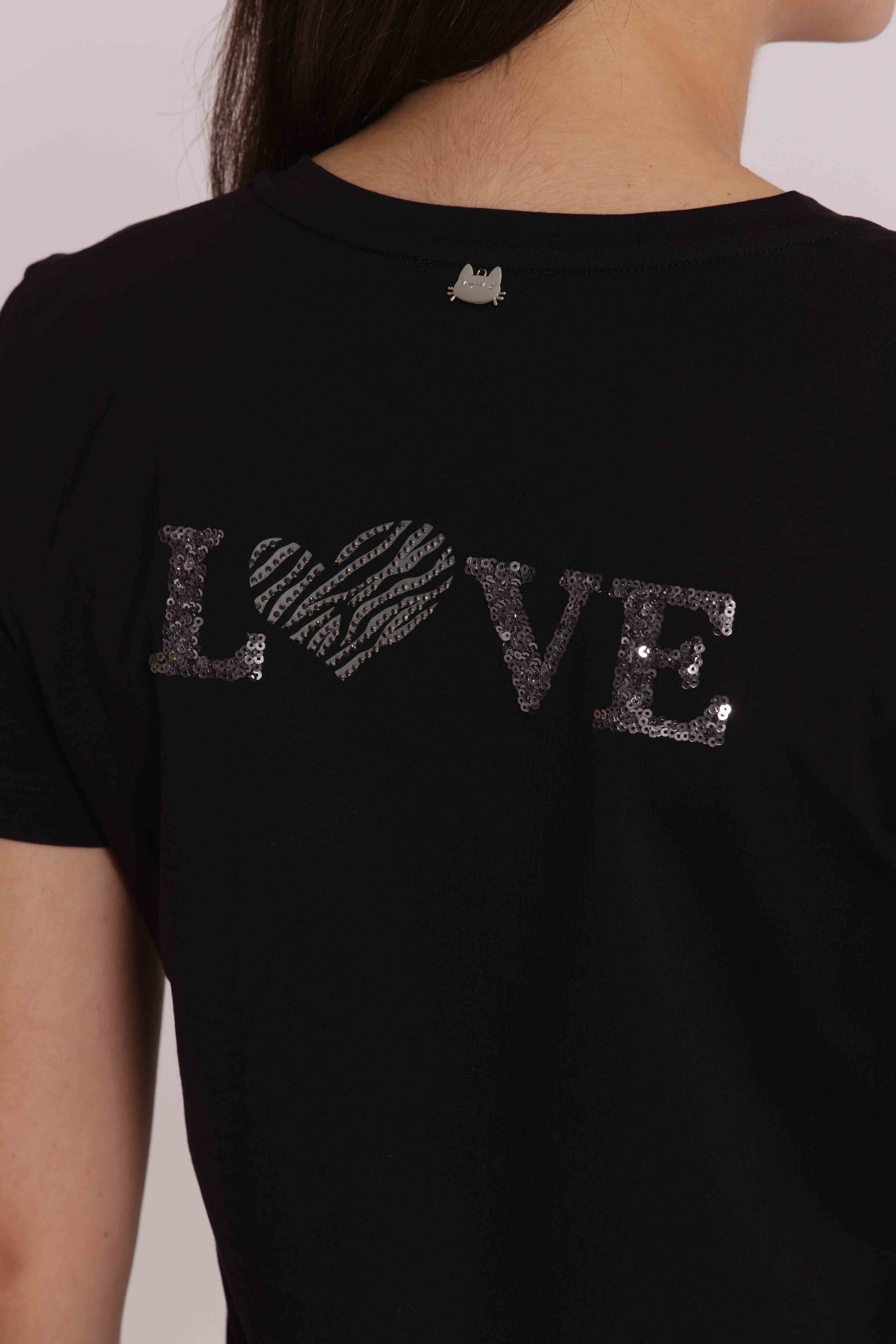 T-SHIRT SCOLLO V TASCHINO ZEBRATO