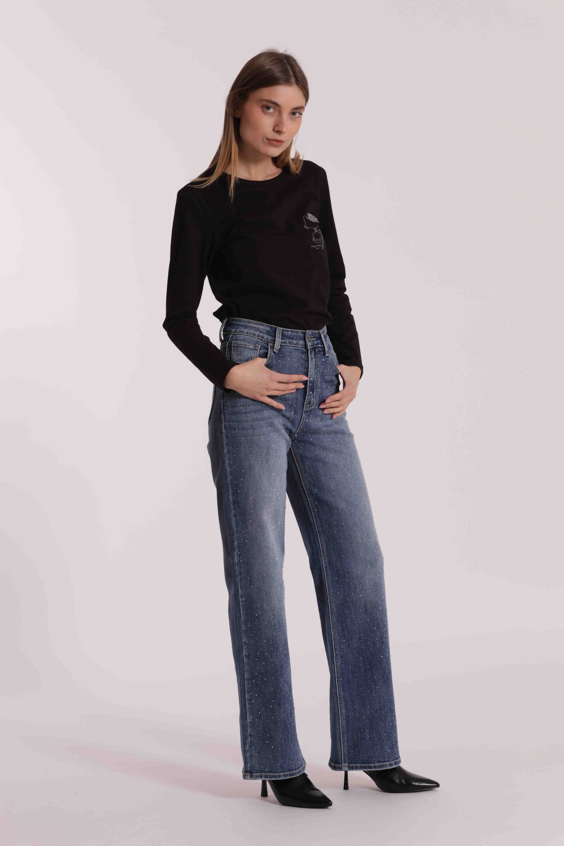 JEANS CON STRASS TRASPARENTI