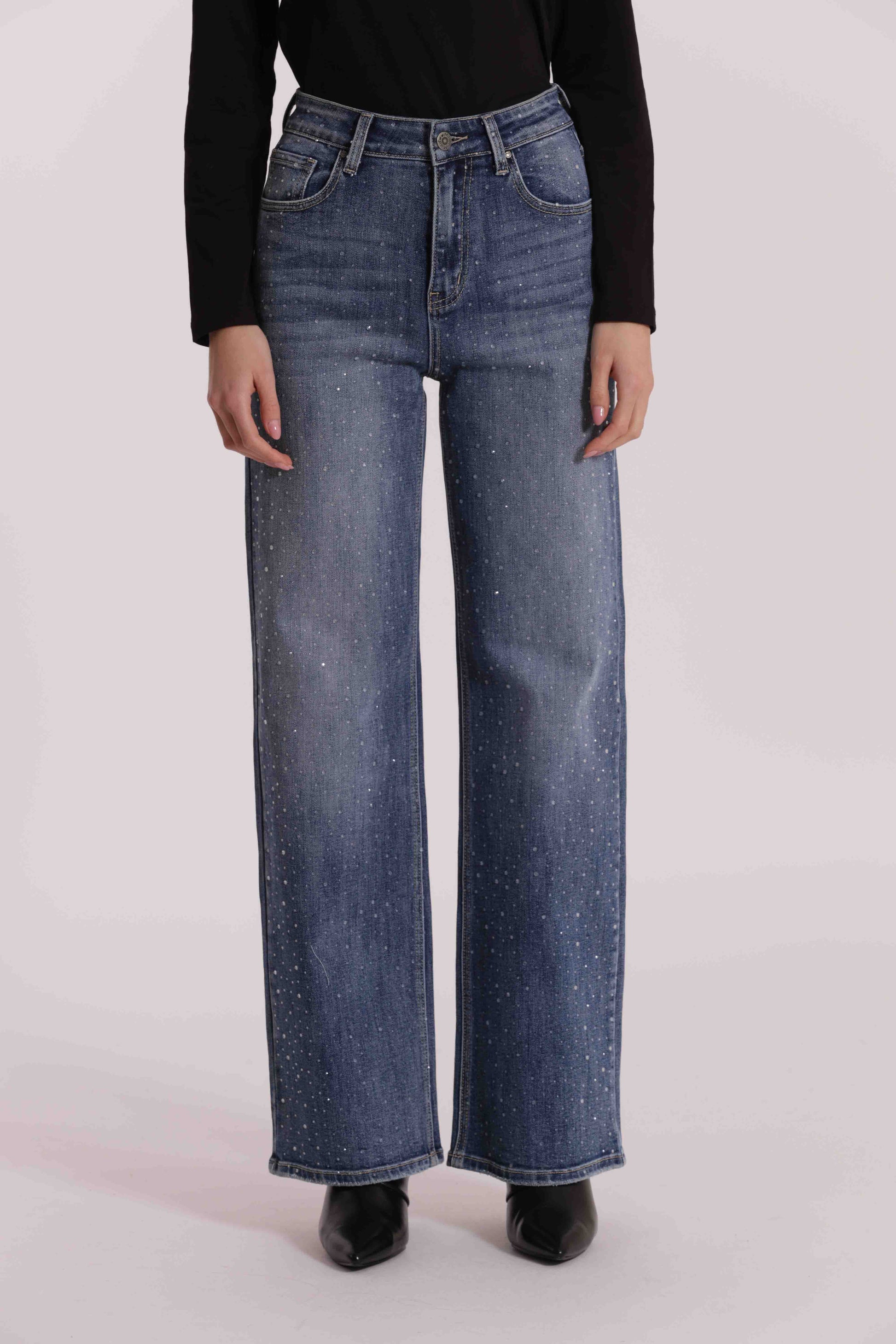 JEANS CON STRASS TRASPARENTI