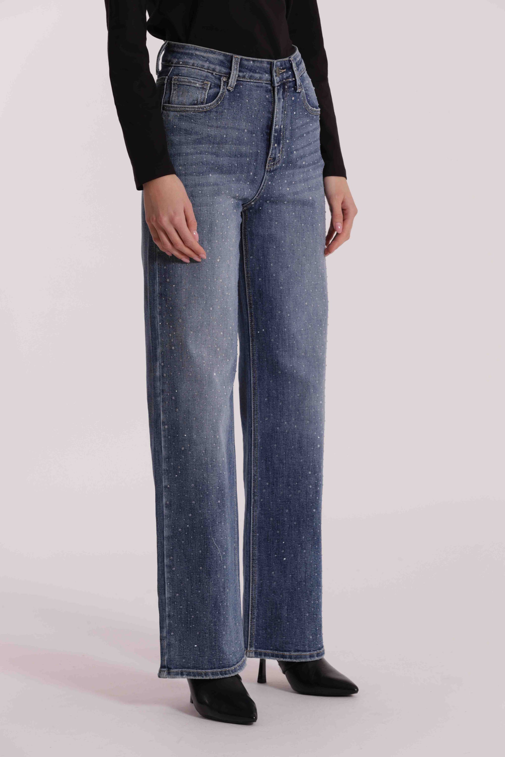 JEANS CON STRASS TRASPARENTI
