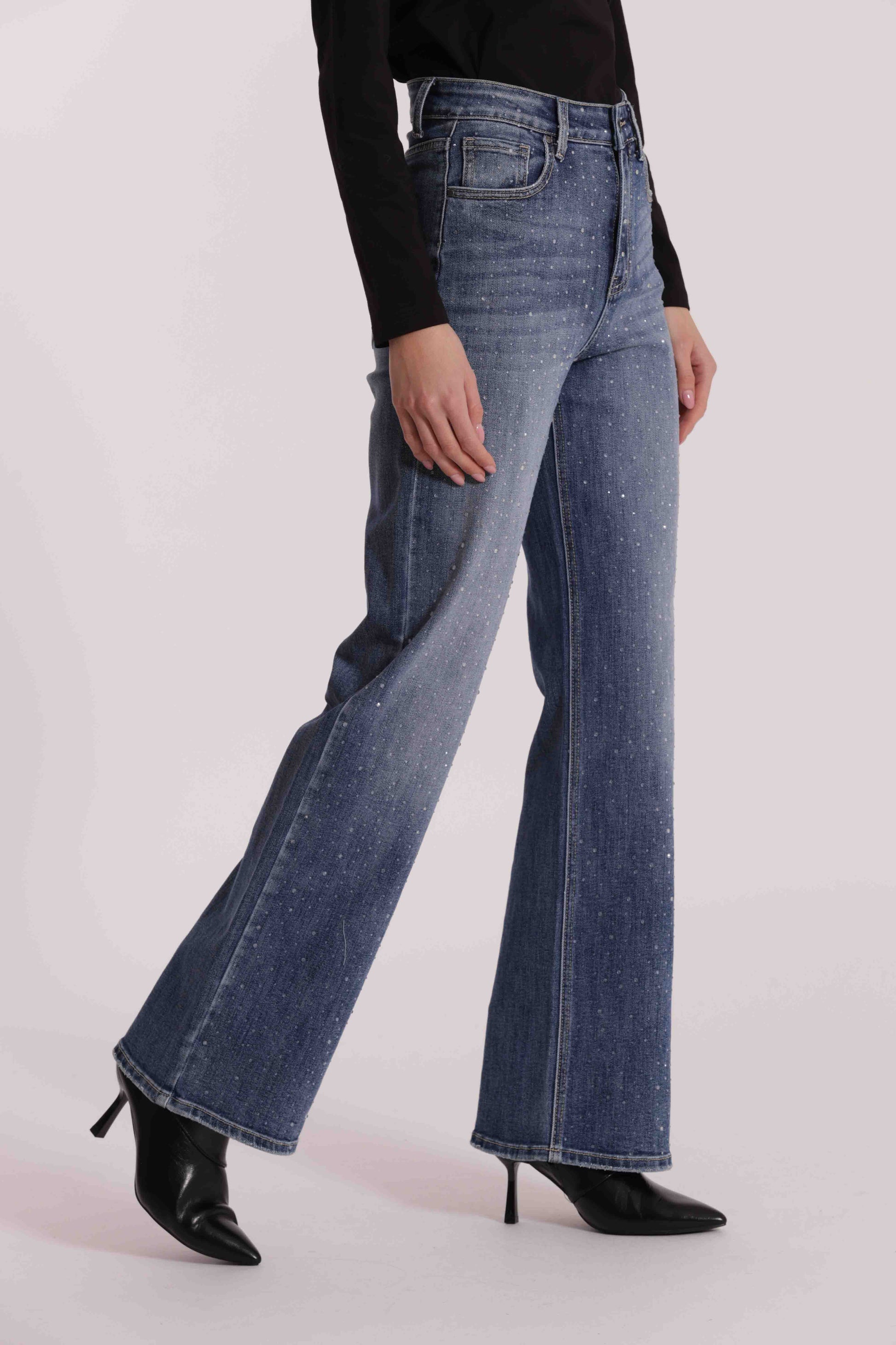 JEANS CON STRASS TRASPARENTI