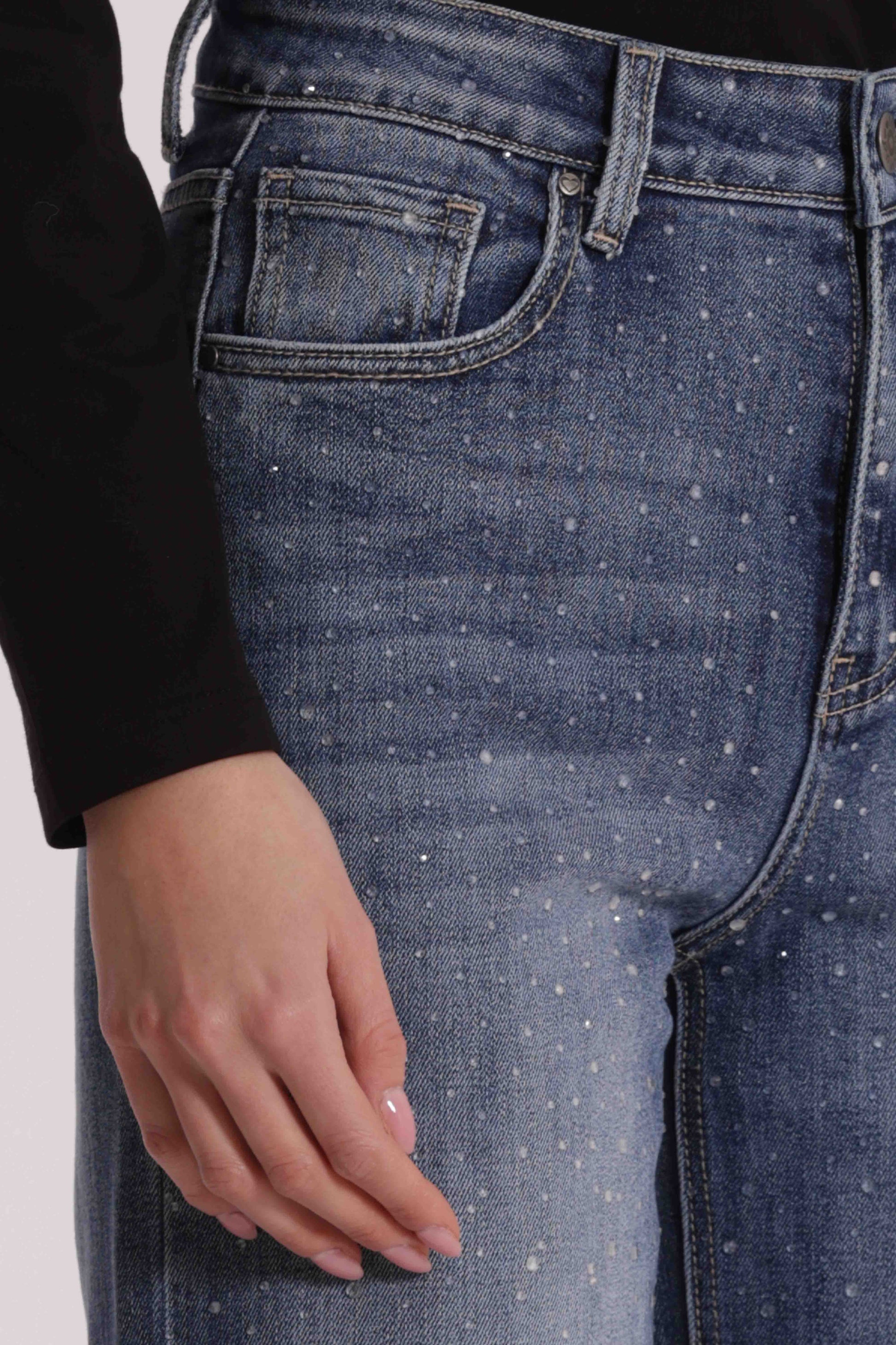 JEANS CON STRASS TRASPARENTI