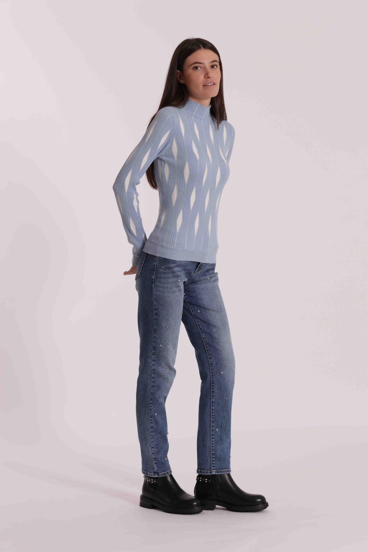 JEANS SIGARETTA CON STRASS