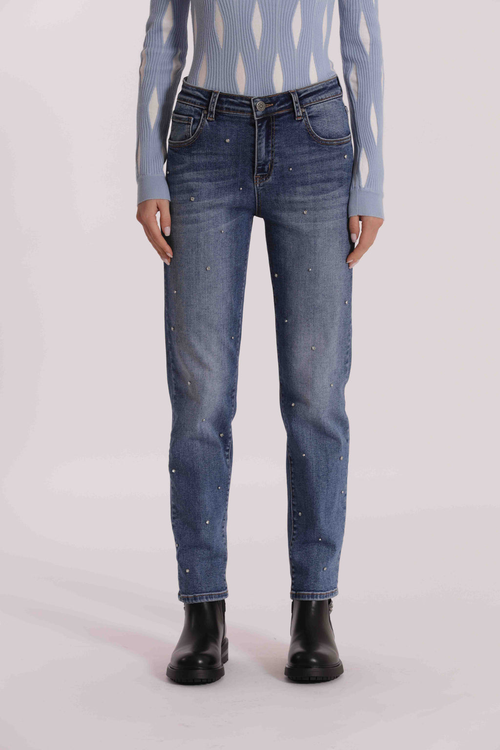 JEANS SIGARETTA CON STRASS