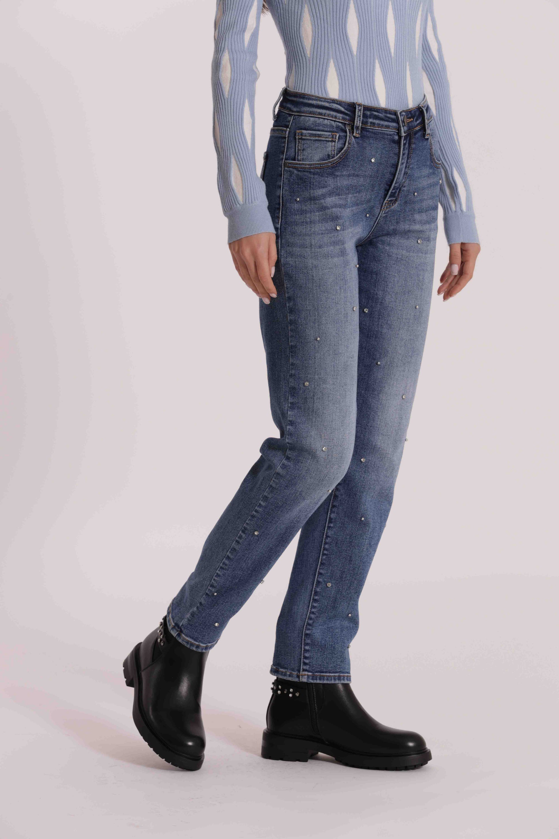JEANS SIGARETTA CON STRASS