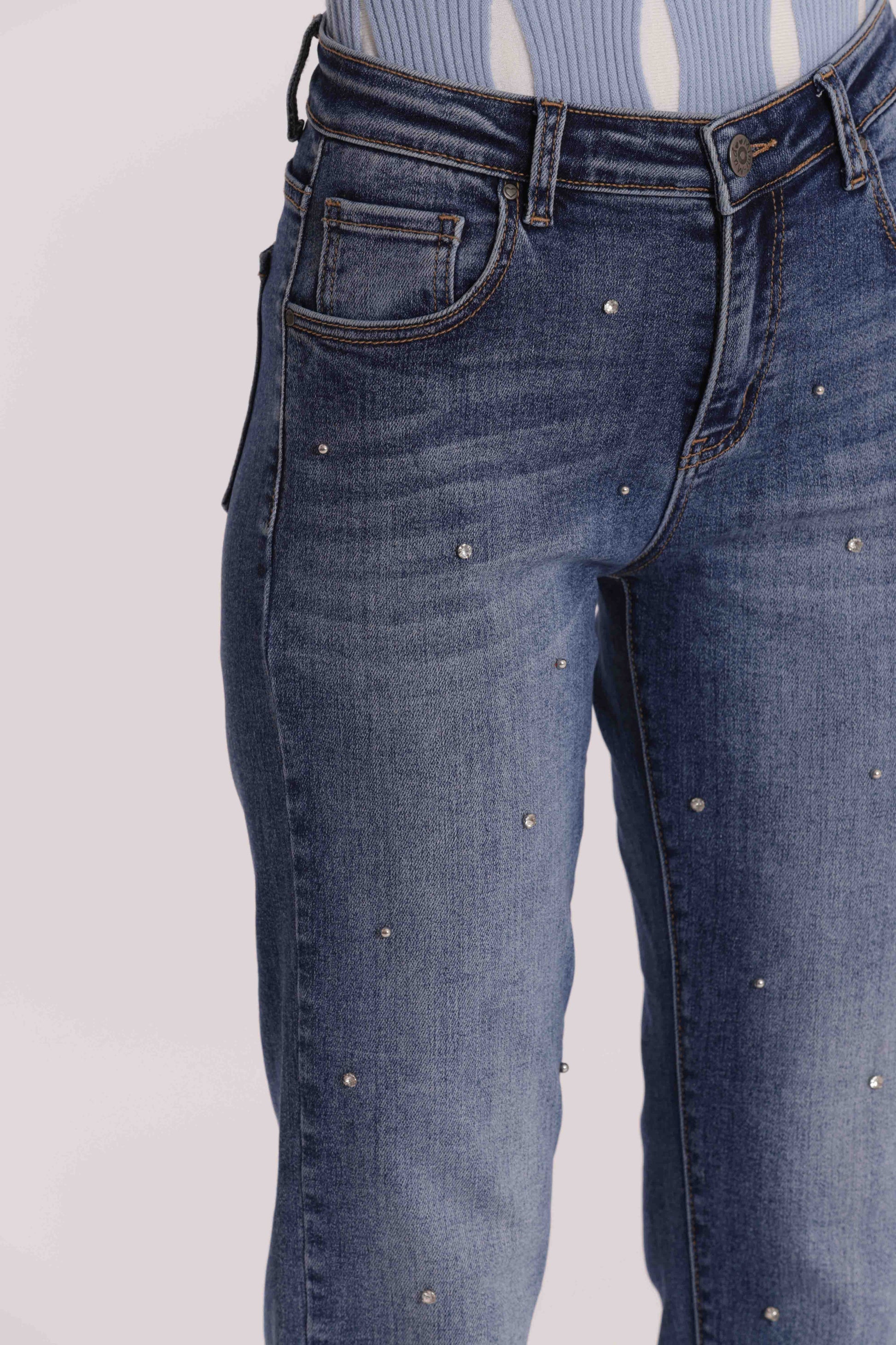 JEANS SIGARETTA CON STRASS