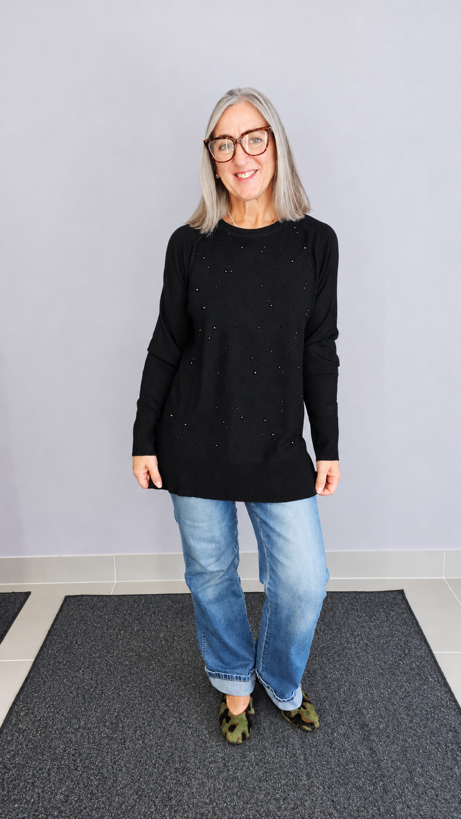 MAGLIA STRASS OVER E COLLO REMOVIBILE