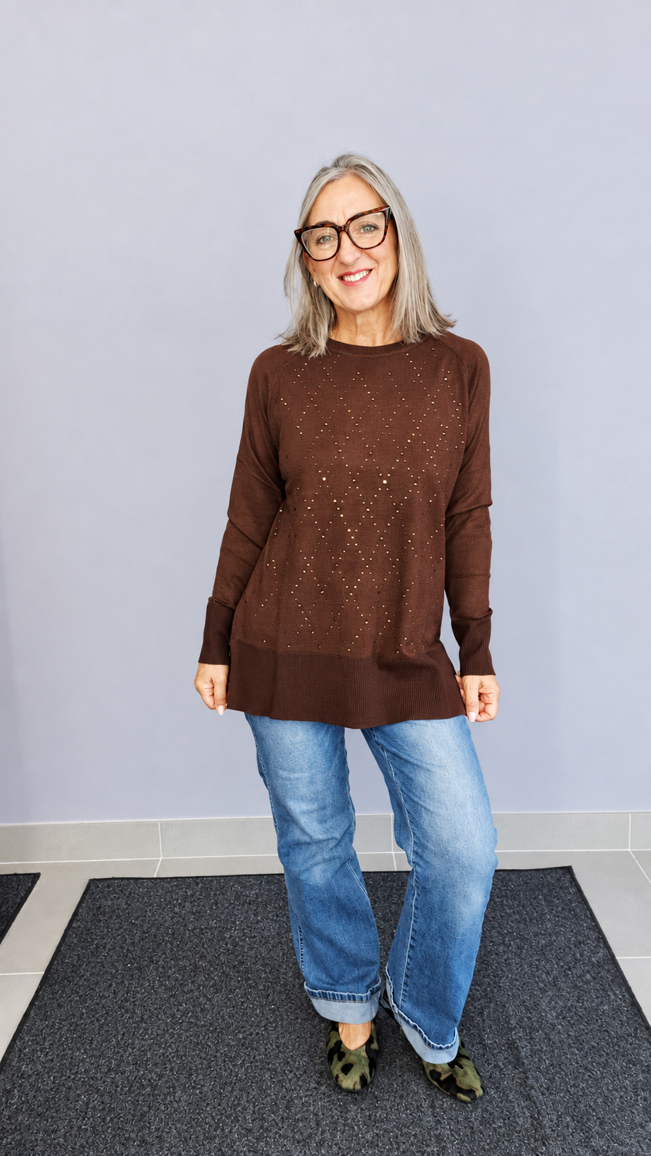 MAGLIA STRASS OVER E COLLO REMOVIBILE